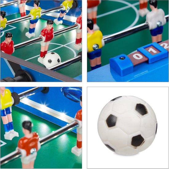 Relaxdays mini voetbaltafel led - tafelvoetbal - tafelmodel - tafelvoetbalspel - Relaxdays