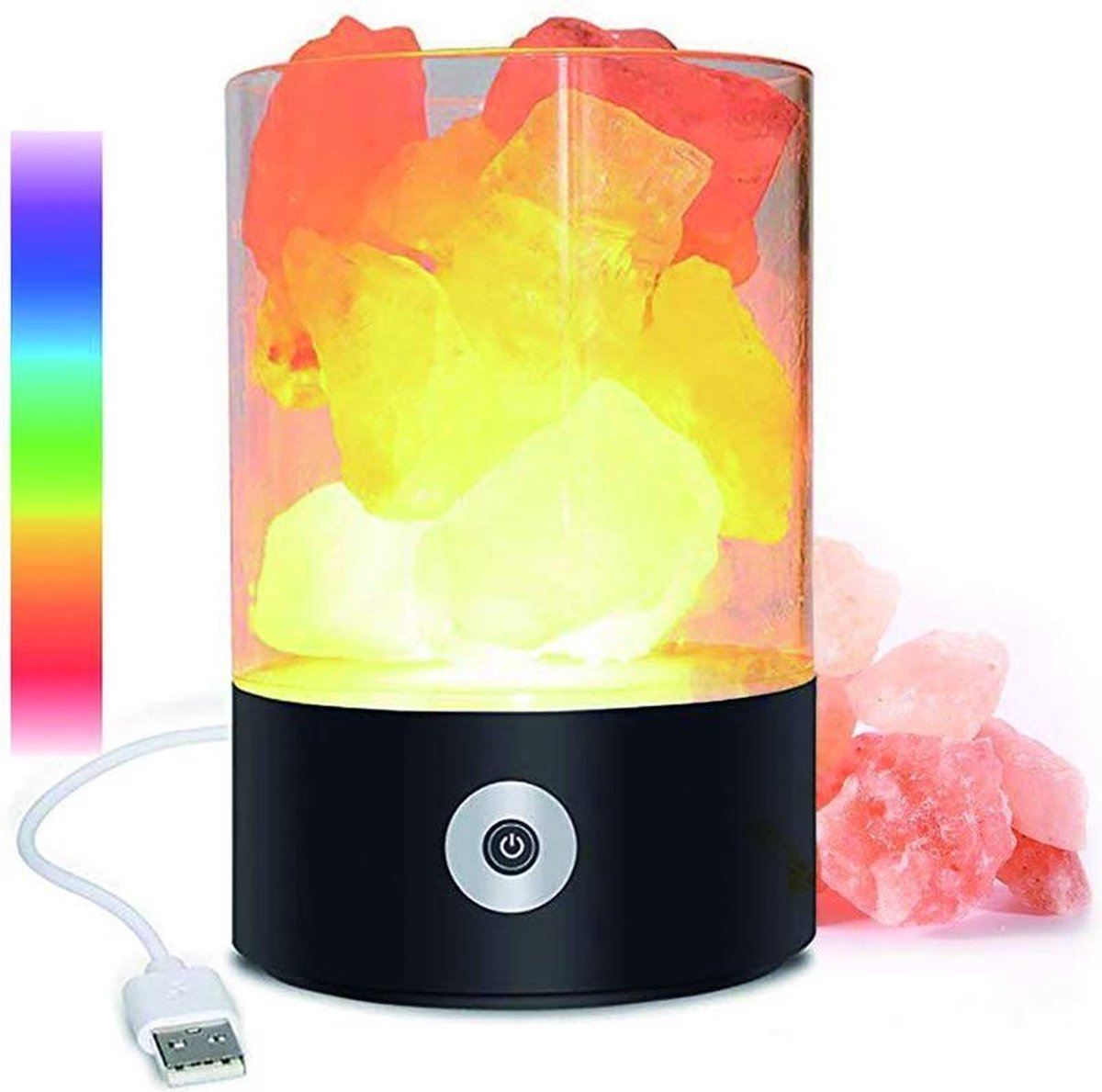 Himalaya zoutlamp in glas USB aansluiting Tafellamp