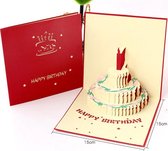 3D wenskaart Happy Birthday verjaardagstaart - verjaardagskaart - Pop-up kaart - Kaart verjaardag - Kaart Taart