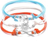 Enkelband 3-delig| wit, blauw, oranje