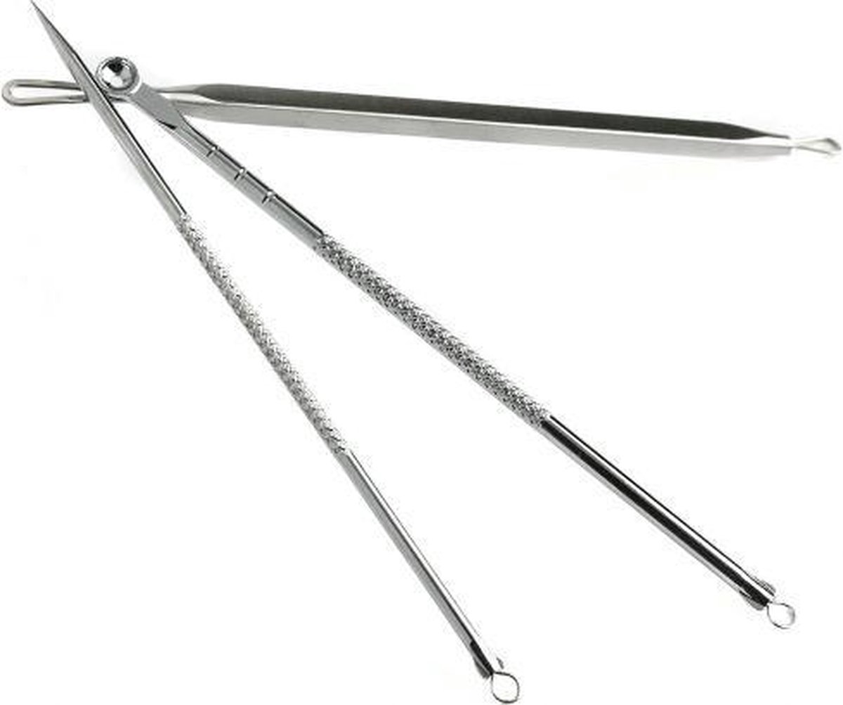 Goedkoopste Set van 3 stuks Mee-eters verwijderen |Blackhead killer | Puistjes |Comedonenlepels, Comedonendrukker set | Acne set | Eenvoudig onzuiverheden verwijderen