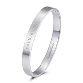 Fashionthings Bangle positive vibes - Dames - Stainless Steel - Zilverkleurig - 8mm