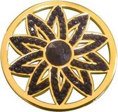 Silventi Lockits 982501847 Stalen munt - fantasie bloem met kristal - 25-2 mm - Goudkleurig / zwart