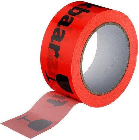 Specipack Breekbaar Tape Oranje / Zwart verpakking van 6 stuks PP Acryl - Specipack