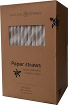 Natural Straws papieren rietjes - Grijs gestreept - 250 stuks - 100% Composteerbaar