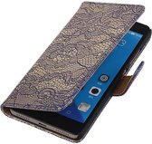 Lace Bookstyle Wallet Case Hoesjes Geschikt voor Huawei Honor 7 Blauw
