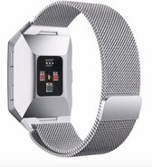 YONO Milanees Bandje Zilver geschikt voor Fitbit Ionic - Vervangende RVS Armband met Magneetsluiting – S/M