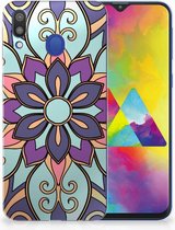 Geschikt voor Samsung Galaxy M20 TPU Hoesje Design Purple Flower