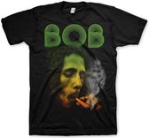 Bob Marley Heren Tshirt -S- Smoking Da Erb Zwart