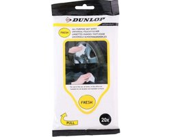 Dunlop Multi Cleaner Wet Wipes - Set van 20 Stuks - Vochtige Schoonmaakdoekjes voor de Auto - Geschikt voor Interieur en Exterieur - Materiaal Polykatoen - Kleur Wit