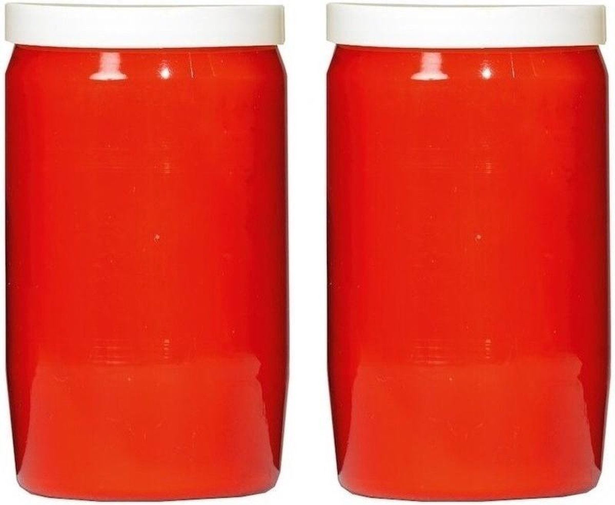 SPAAS Grafkaars/gedenklicht - 2x - rood - 7 x 15 cm - 6 dagen brandtijd