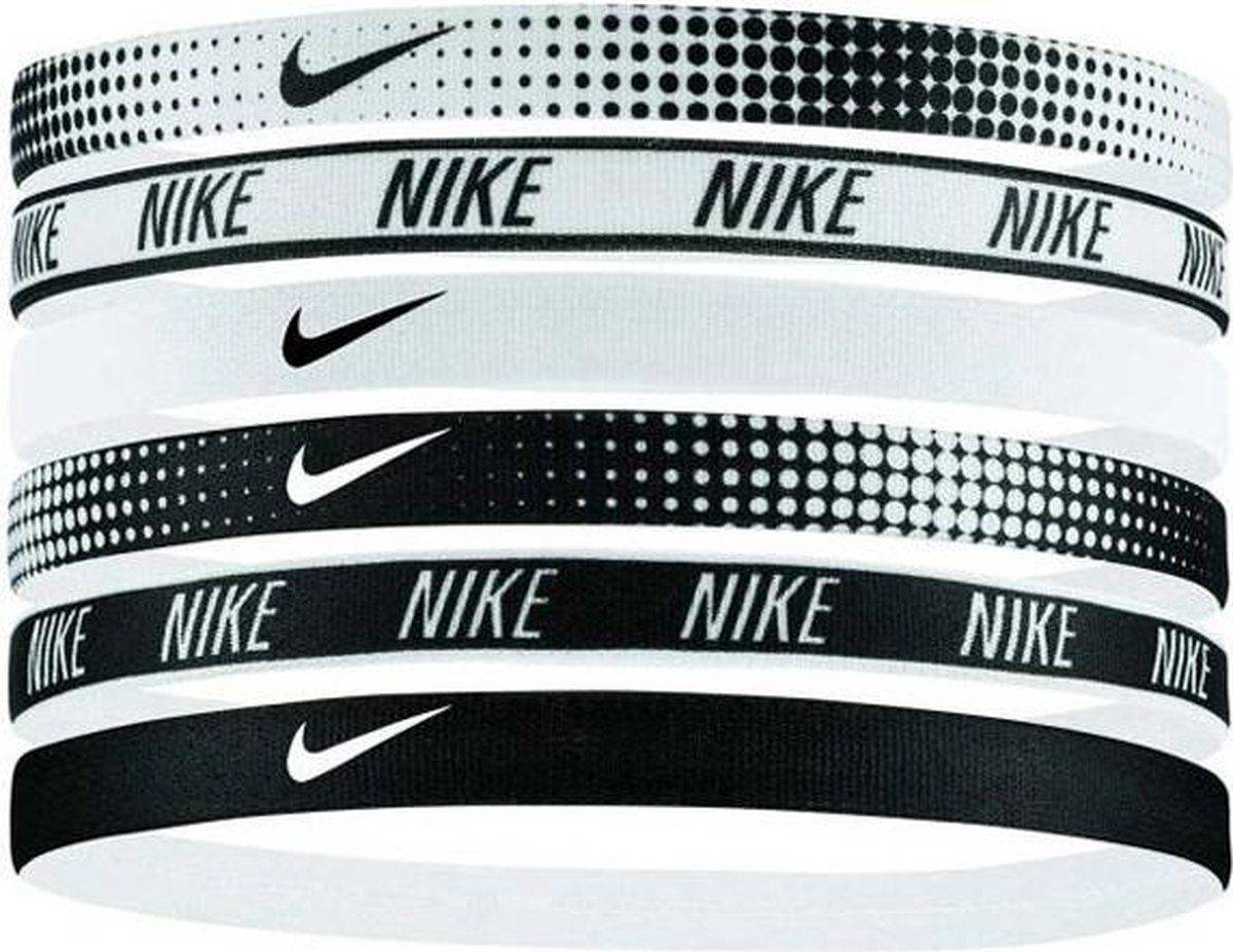 Nike Printed elastische haarbanden 6 stuks zwart/wit | bol
