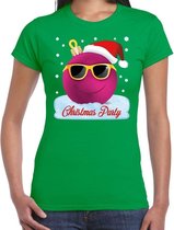 Fout t-shirt groen Chirstmas party - roze coole / stoere kerstbal voor dames - kerstkleding / christmas outfit XS