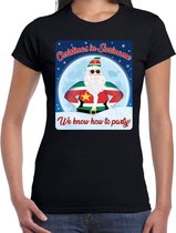 Fout Kerst t-shirt / shirt - Christmas in Suriname we know how to party - zwart voor dames - kerstkleding / kerst outfit L