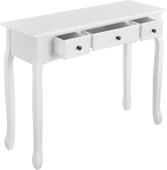 Grace geleider Classificatie Console tafel sidetafel met 3 lades landelijk 100x35x78 cm wit | bol.com