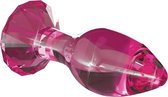 Icicles – Glazen Buttplug met Diamanten Edelsteen als Stop 9 cm Verwarmbaar – Roze