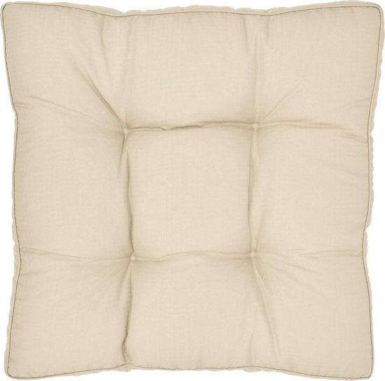 Beauitssu vloerkussen zitkussen 50x50 cm - Dik matraskussen 10cm - 100% katoen stoelkussen binnen & buiten zitkussen vloer draagbeugel extra dik zitkussen zwart - Mila