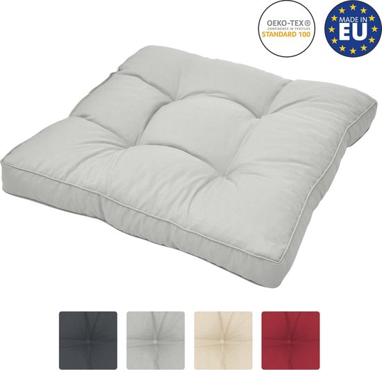 Beautissu loungekussen XLuna – zitkussen licht grijs 70x70 cm kussen in matraskussen kwaliteit