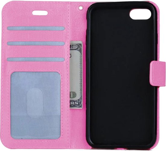 iPhone 8 Flip Wallet Hoesje Cover Book Case Flip Hoes Licht Roze