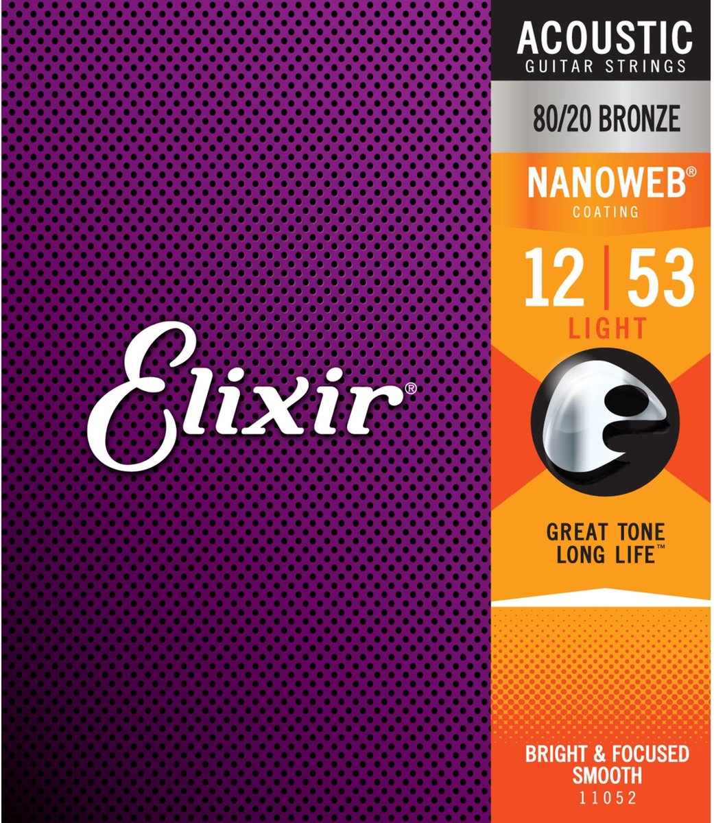 Elixir 11052 80/20 Bronze Nanoweb Light 12-53
