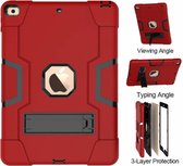 iPad 2021 hoes Armor hoesje Rood - iPad 9e/8e/7e Generatie hoes Kickstand Armor cover