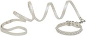 Croci hondenriem met halsband pearls parels wit (17-22X1 CM / 120X1 CM)