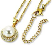 Amanto Ketting Danjel Gold - 316L Staal PVD - Parel - ∅12mm  - 50cm
