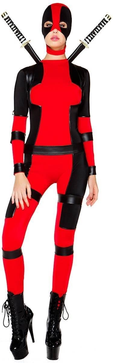 Deadpool Volwassenen Vrouwen Rood Ninja's Maat L