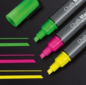 Sigel krijtmarkers - beitelpunt 1-5mm - 3 stuks - afwasbaar - roze/groen/geel - SI-GL182