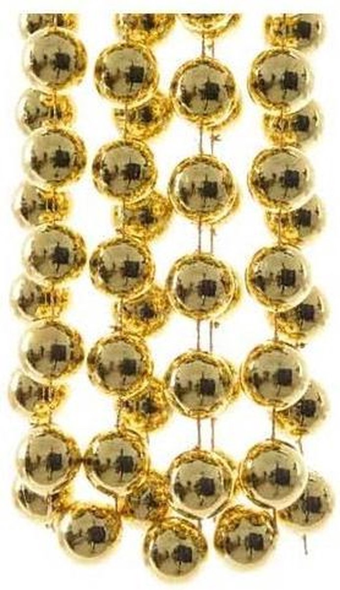 Kerstslingers XXL kralen goud 270 cm 2 stuks - Guirlande kralenslingers - Gouden kerstboom versieringen
