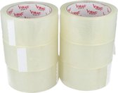 6 Rollen Tape pp acryl transparant 28my 50mm x 66 meter low noise