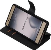 Cross Pattern TPU Bookstyle Wallet Case Hoesjes voor Huawei P9 Plus Zwart