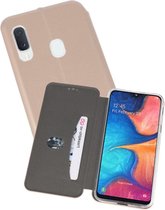 Slim Folio Case - Book Case Telefoonhoesje - Folio Flip Hoesje - Geschikt voor Samsung Galaxy A20 - Goud
