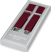 E.L. Cravatte Bretels - Smal - Bordeauxrood - Met écht leer