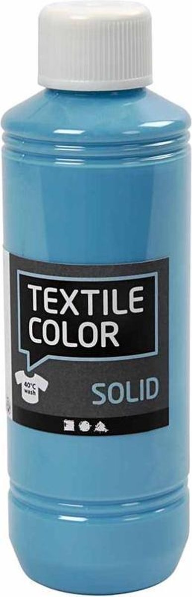 Textielverf - Turquoiseblauw - Dekkend - Creotime - 250 ml