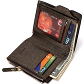 Baborry™ Bifold Leather Wallet - RFID Portemonnee PU leder Heren - Muntvak, Rits & Pasjeshouder - Donkerblauw