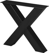 Stalen X Poot Salontafel | Zwart Structuur| Koker 80x80 | X-onderstel | Industrieel Salon Tafelonderstel