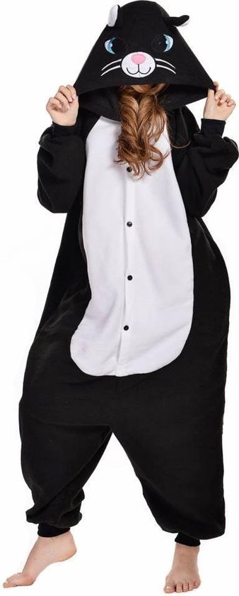 Gaan wandelen plaag opening Zwarte Kat Onesie voor volwassenen - Zwarte Kat Kigurumi Pyjama - Maat M |  bol.com