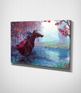 Knight On Horse - 120 x 80 cm - Schilderij - Canvas - Slaapkamer - Wanddecoratie  - Slaapkamer - Foto op canvas