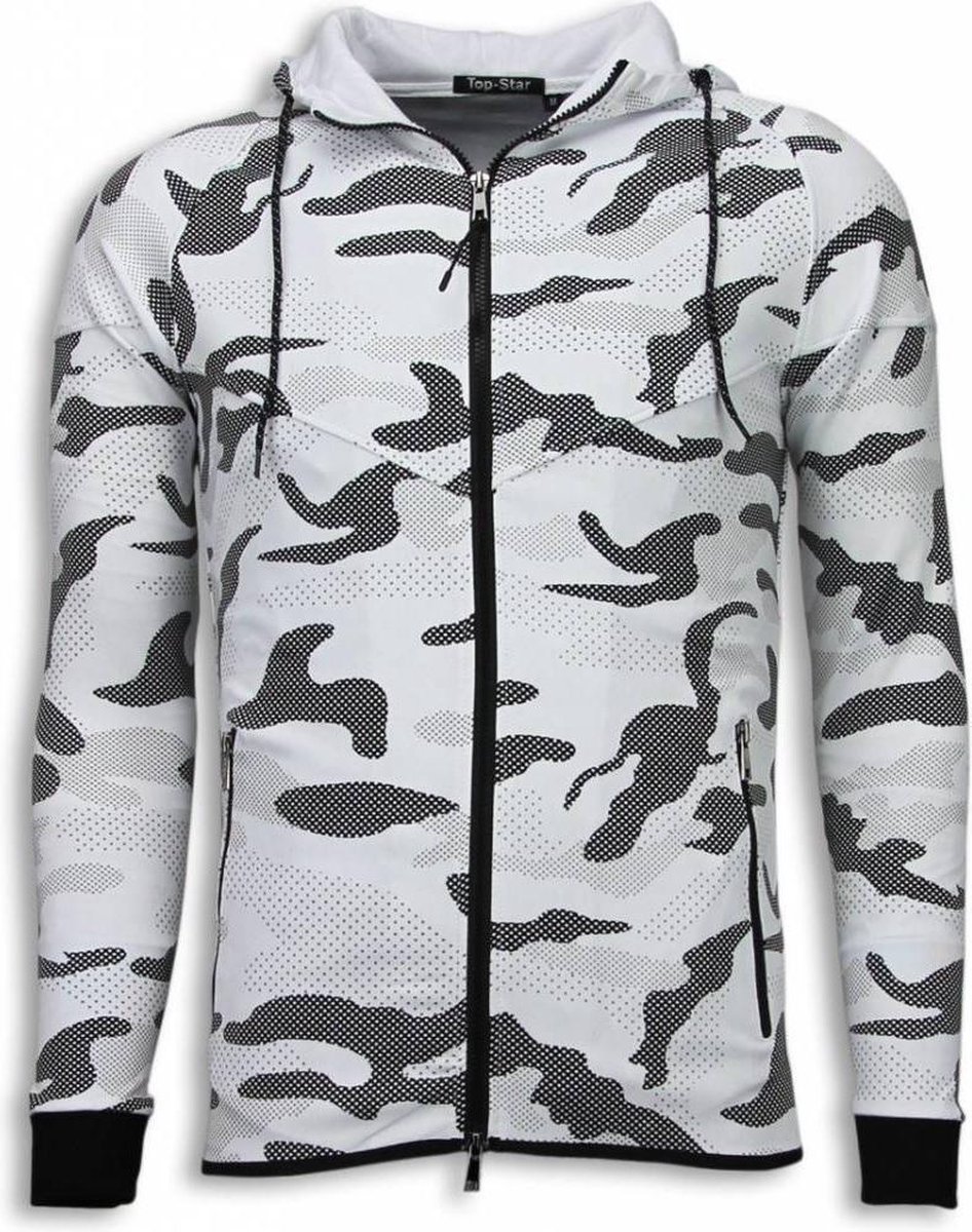 Top Star Exclusive Dotted Camo Trainingspakken Camouflage Joggingpak Wit Maat M 