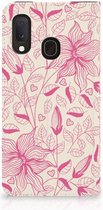 Geschikt voor Samsung Galaxy A20e Smart Cover Pink Flowers