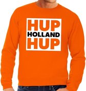 Nederland supporter sweater Hup Holland Hup in vierkant oranje voor heren - landen kleding XXL