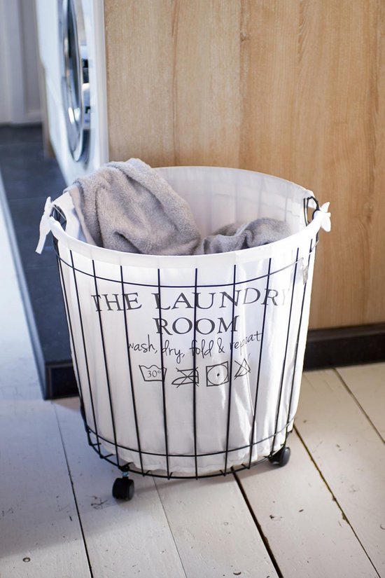 vijver naaien Bron Rivièra Maison The Laundry Room Wash Basket - Wasmand - Zwart/Wit - L |  bol.com