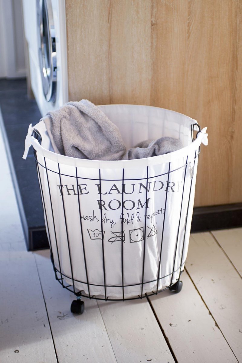 Rivièra Maison The Laundry Room Wash Basket - Wasmand - Zwart/Wit - L | bol