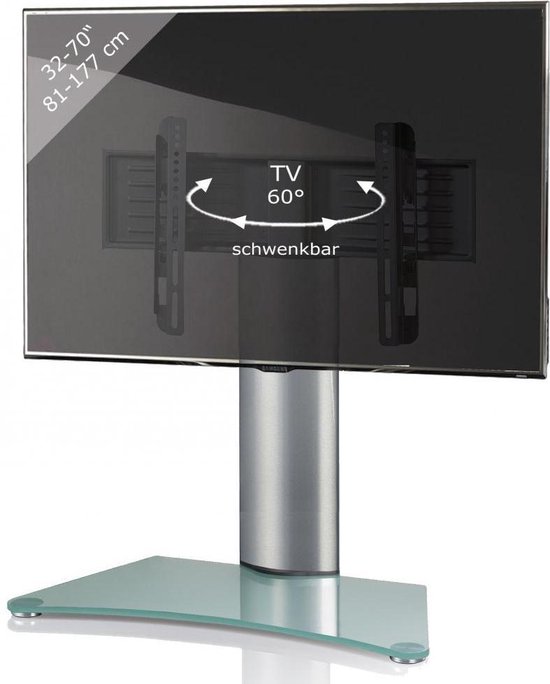 standaard TV tafelmodel Windoxa MAXI zilver/matglas | bol.com