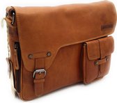 Hill Burry - VB10091 – 3174 - echt leren - schoudertas – werktas- stevig - vintage leder- bruin /cognac