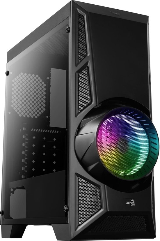 AEROCOOL Aeroengine (RGB) TG Zwart (gehard glas) - koffer zonder voeding - ATX-formaat