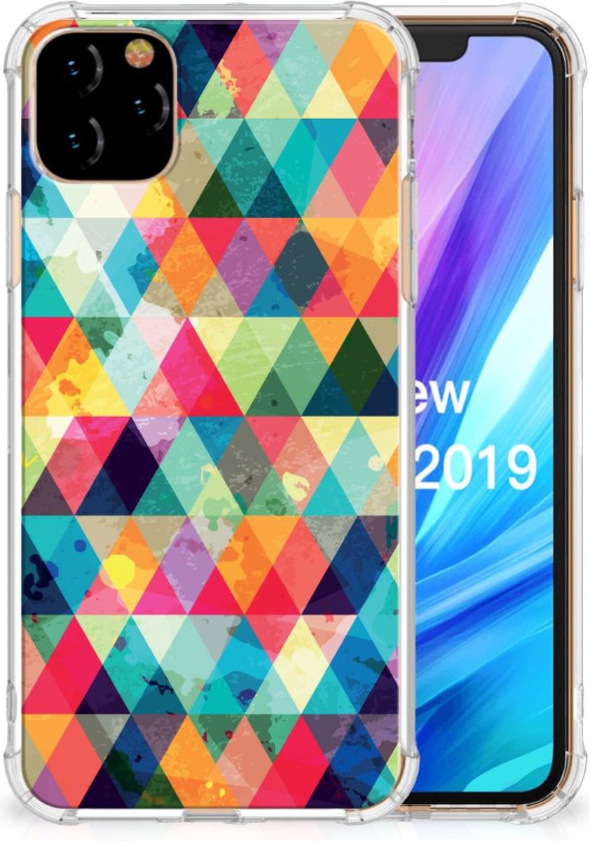 Apple iPhone 11 Pro Max Doorzichtige Silicone Hoesje Geruit
