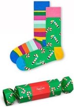 Happy Socks - Unisex 2-Pack Christmas Cracker Candy Cane Gift Box Sokken - 36-40
