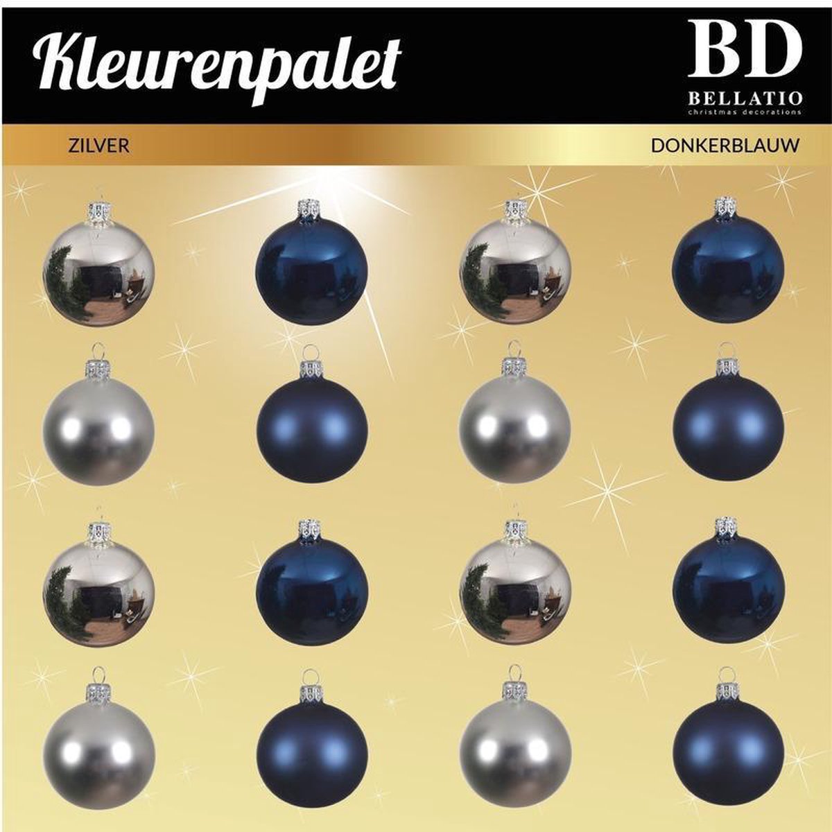 Kerstballen set 90delig voor 150 cm boom Zilver met donker blauwe